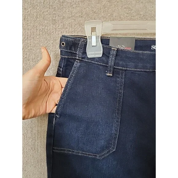 Style & Co Mid Rise Trouser Jeans Womens 8 Blue Dark Wash Stretch NEW - Picture 3 of 11